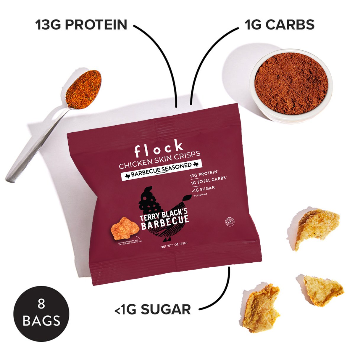 Flock Terry Black's Barbecue Chicken Skin Crisps 1 oz